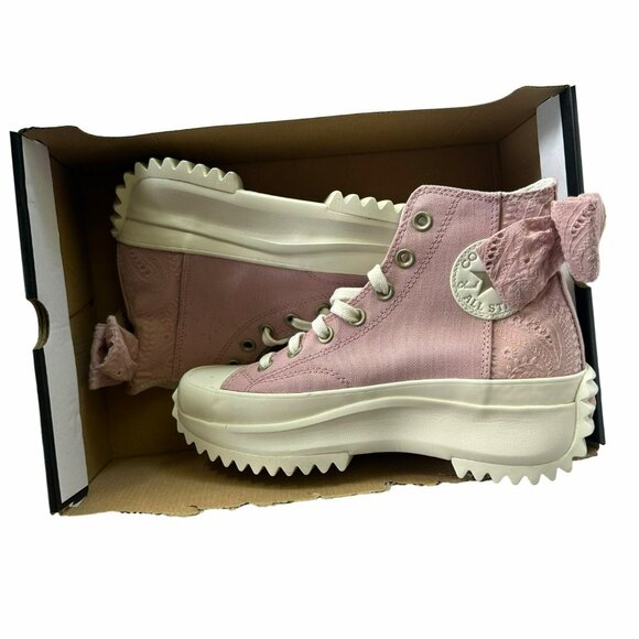✨Converse Run Star Hike Hi Dusty 10.5 Women's Shoes Pink Embroidered Bow A09781C - Picture 8 of 12